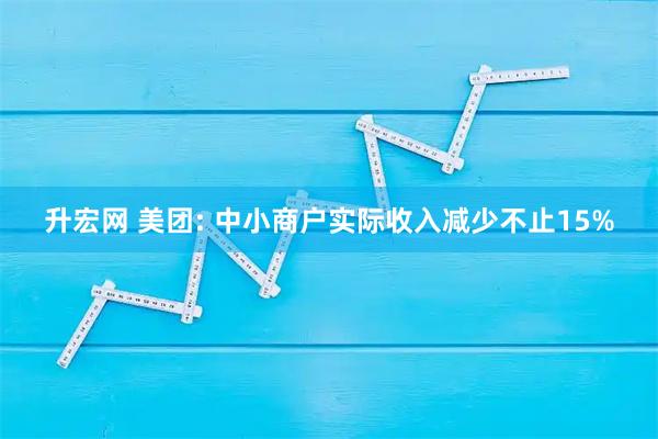 升宏网 美团: 中小商户实际收入减少不止15%