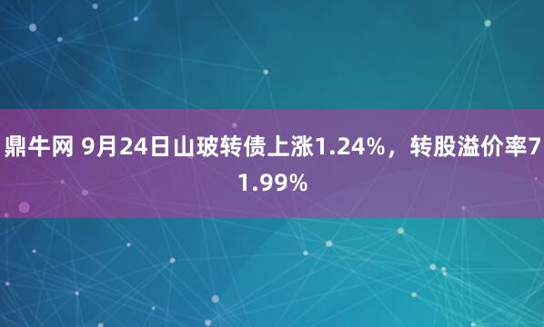 鼎牛网 9月24日山玻转债上涨1.24%，转股溢价率71.99%