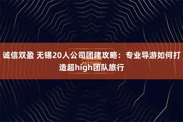 诚信双盈 无锡20人公司团建攻略:专业导游如何打造超high团队旅行
